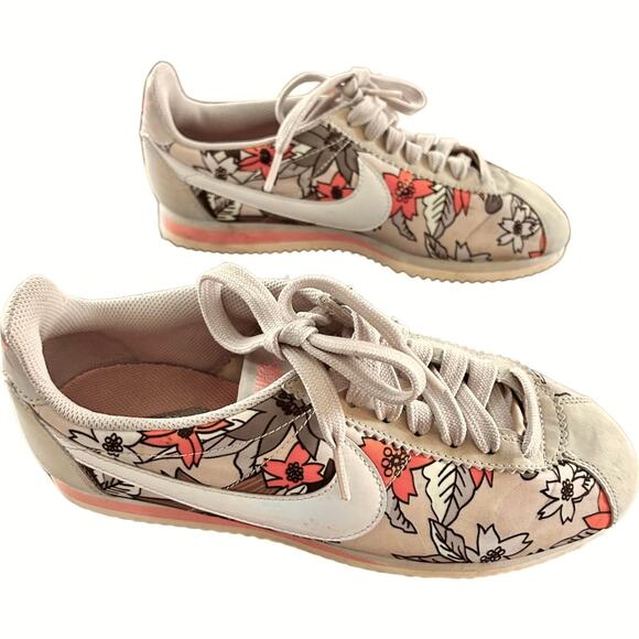 EUC Rare NIKE CLASSIC CORTEZ Gold Floral Print PREMIUM 802370-200 Women Sz 7.5 - Picture 2 of 9